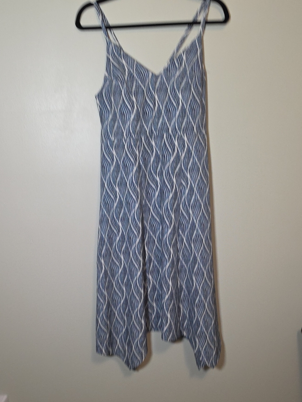 Krimson Klover Blue & White Wave-Print Midi Slip Dress